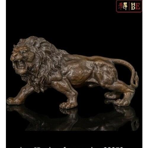 China Folk Bronze Copper Abstract Art Sculpture Fu Foo Dog Lion Statue Figurine