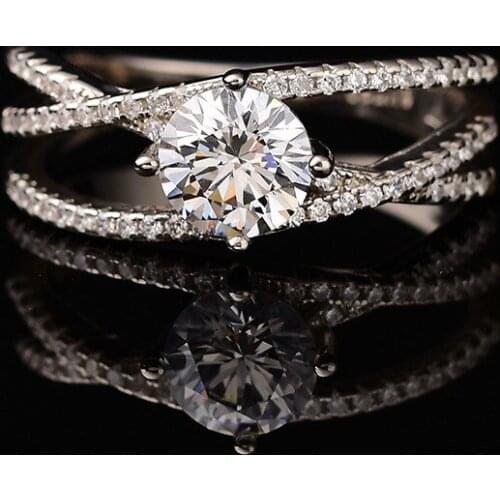 1ct D Color Moissanite Rings Entangled Engagement S925 Sterling Silver Ring White Gold Plated Women Fine Jewelry