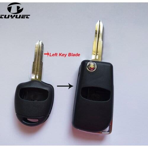 2 Buttons Car Key Blanks Case For Mitsubishi Pajero Modified Flip Folding Remote Key Shell Left Blade