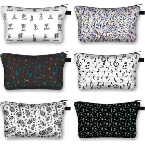 Piano Musical Note printing Cosmetic Bag Women Makeup Bags Ladies Portable Storage Bag for Travel Cosmetic Organizers Bags