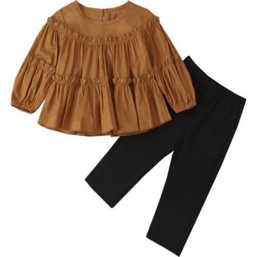 1-5 year girls spring autumn two-piece solid color top coat + pants fashion new European American fashion quality child clothing