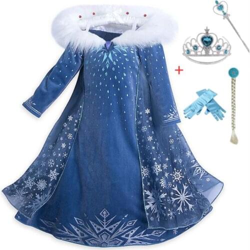 Cosplay Performance Princess Costume Halloween Carnival Party Girls Dress Frozen Dress for Size 3-10Years
