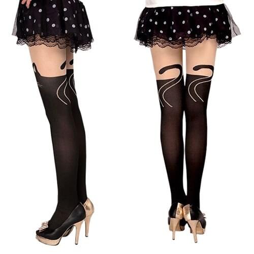 Cute Women Cat Tail Gipsy Mock Knee High Hosiery Pantyhose Panty Hose Tattoo Tights Retail/Wholesale 6DLB