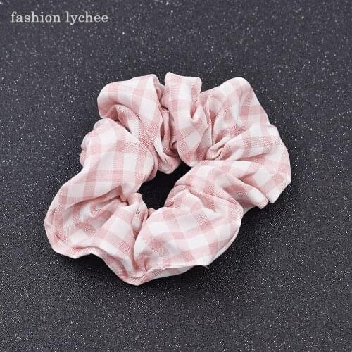 Fashion lychee Hot Sale Plaid Hair Scrunchie Women Girls Hair Tie Braided Fasten Tools Elastic Hair Accessories