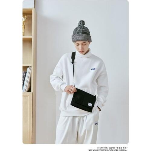 INFLATION Men Canvas Handbags Mini Student Bag Cell Phone Bags Simple Small Crossbody Bags Casual Male Flap Shoulder Bag 121AI