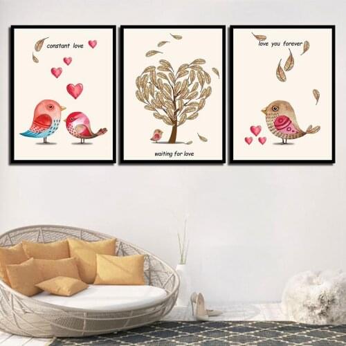 Constant Love Animal Bird Nordic Decoration Modern Wall Art Paintings for Home Decoration Living Room B5100