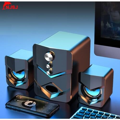 NJSJ Computer Speaker with Subwoofer, USB-Powered 2.1 Mini Multimedia Speakers System,Stereo Bass Wired Desktop Speaker for PC