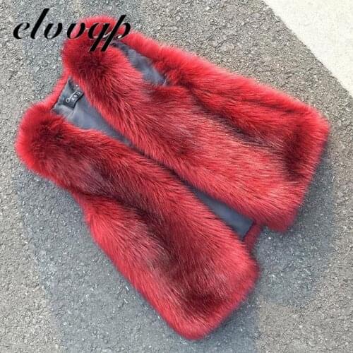 New 2020 Autumn Winter Warm Faux Fox Fur Vest Women High Quality Elegant Fashion V-neck Short Fur Coat Female Fur Waistcoat