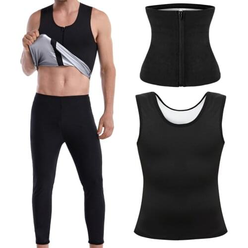 New Sweat Vest Men Body Shaper Vest Modeling Belt Fat Burning T Shirt Silver Slimming Belt Belly Weight Loss Waist Trainer Pants