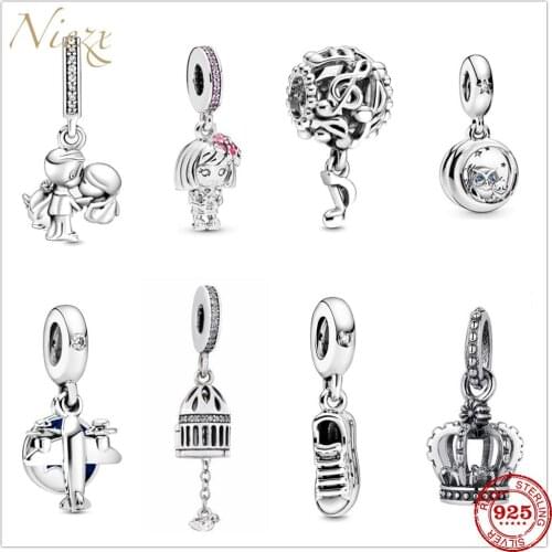 2020 New Married Couple Crown Owl Pendant Bead fit Original 3mm Pan charms silver 925 Bracelet necklace DIY women jewelry gifts