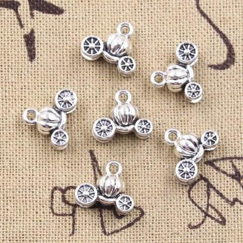 12pcs Charms Lovely Pumpkin Car 11x13x5mm Antique Silver Color Pendants Making DIY Handmade Tibetan Finding Jewelry