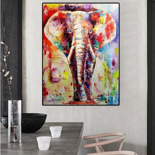 Colorful African Elephant Canvas Painting Posters And Prints Scandinavian Cuadros Wild Animal Wall Art Picture For Living Room