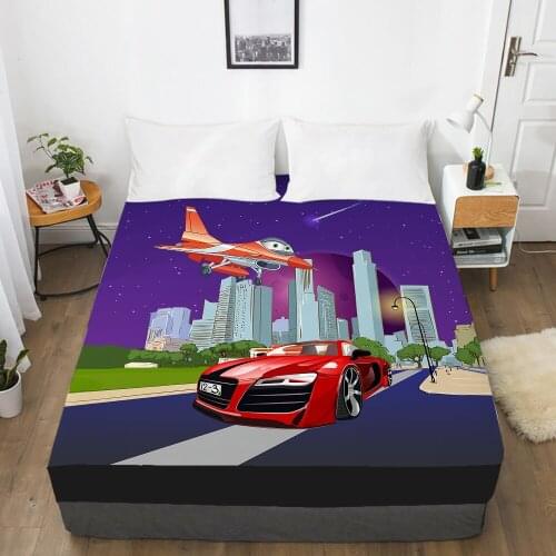 Car Cartoon Kids Elastic fitted sheet bed sheet With An Elastic Band 150x200 Mattress Cover Bed cover for children baby violet