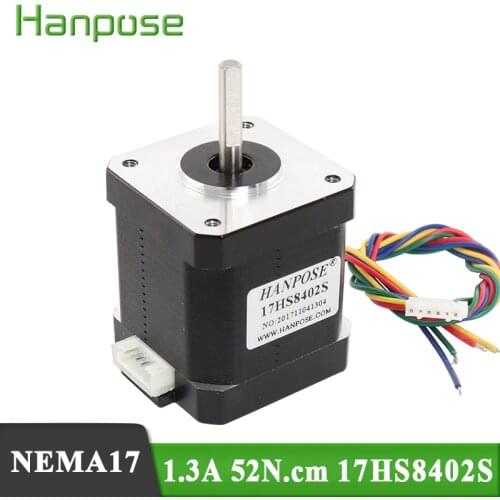 Free shipping 1pcs Nema17 Stepper Motor 48mm 1.3A 52N.cm Nema 17 motor 42BYGH (17HS8402S) 4-lead motor for CNC 3D printer