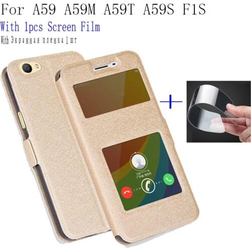 Smart view window case For OPPO A59 A59M A59T A59S F1S Phone Back Cover flip PU leather Case For OPPO A 59 shell cover capas