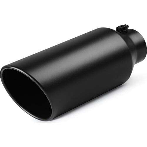 Exhaust Pipe of 4" Inlet to 7" Outlet 18" Overall Length Stainless Steel Black Powder Coated Bolt-On Tailtip