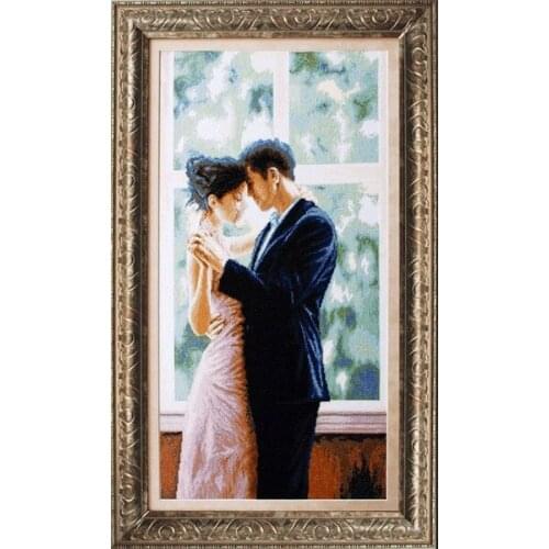 Top Quality 14CT Unprinted Cross Stitch Kits Needlework Embroidery Window Lovers Dancer Sweet Love People Decor Arts Handmade