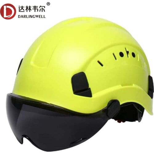 DARLINGWELL Safety Hard Hat with Dark Visor ABS Work Protective Helmet with Goggles Outdoor Riding Climing Rescue Helmets