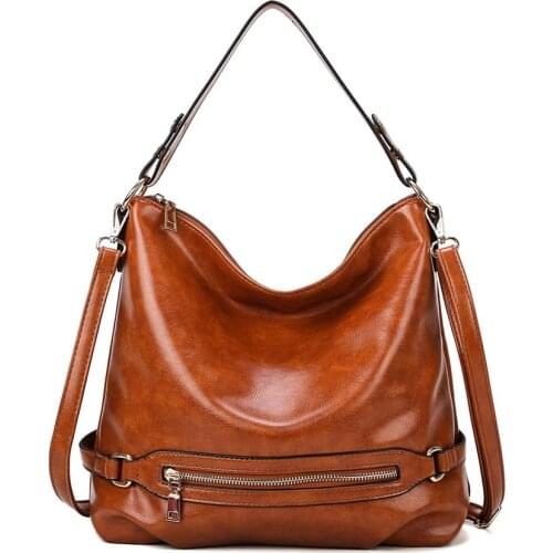 2020 new trend fashion retro female bag simple bucket bag shoulder messenger oil wax leather large capacity female bag handbag
