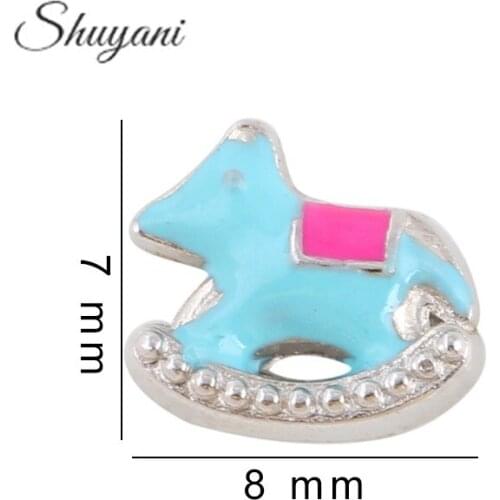 F425 Alloy Cartoon Horse Charms Floating Locket Charms Hobbyhorse For Glass Living Memory Locket 7*8mm