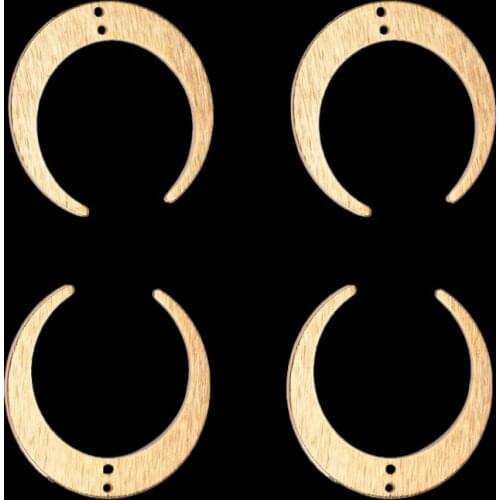 27*28mm Brushed Brass Double Hole Crescent Earring Pendant Semicircle Pendant Used to make ladies' fashion jewelry accessories