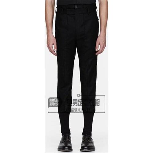 27-44 ! 2016 New Mens clothing Fashion taper pants trousers leg pants patchwork slim pencil pants plus size singer costumes
