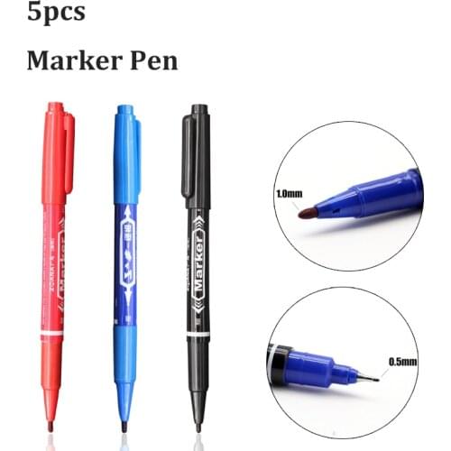 0.5mm and 1mm Permanent Markers Tattoo Pens Fine Point Black Blue Red Large Capacity Ink Scribe Tool Good Waterproof Ink 5pcs