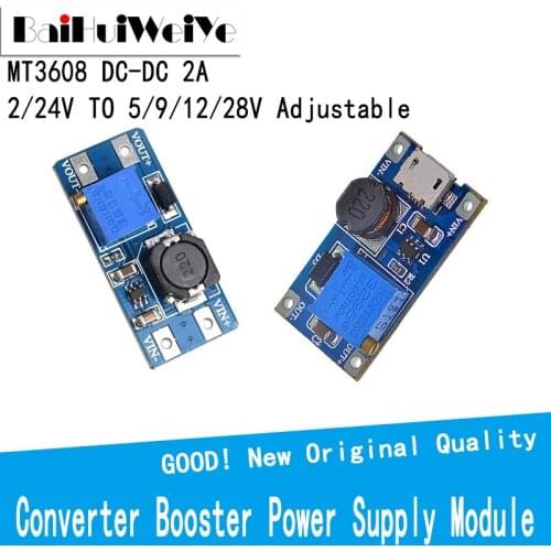 5PCS MT3608 DC-DC Step Up Converter Booster Power Supply Module Boost Step-up Board MAX output 28V 2A diy kit For Arduino