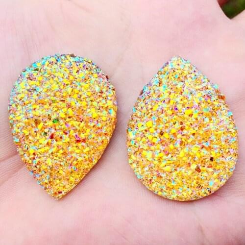 5pcs 30*40mm Flatback Resin Glitter Stardust Teardrop Rhinestone Cabochons wedding decoration