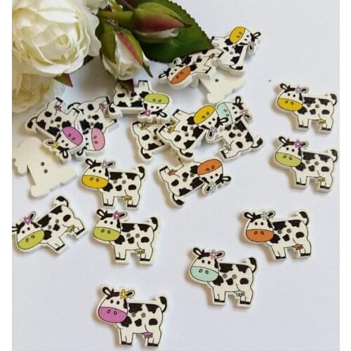 Top Hot Sale 50pcs Cute Dairy cow Sewing Scrapbook DIY for Craft Wooden Buttons Scrapbooking Sewing Accessories