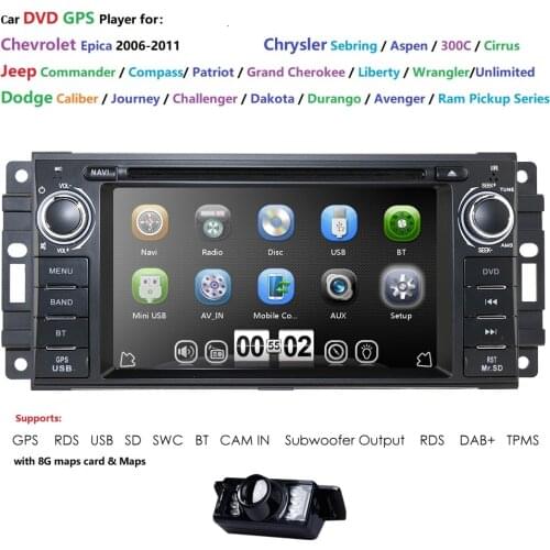 Hizpo Car Stereo GPS DVD Player for Dodge Ram Challenger Jeep Wrangler JK Head Unit Single Din 6.2''Touch Screen Indash Radio BT