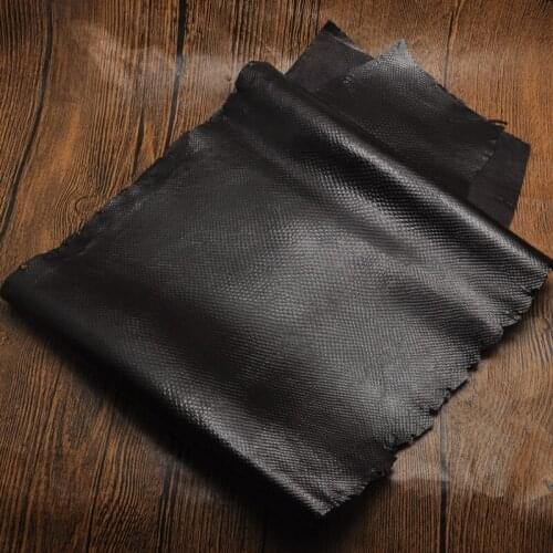 Large size black oil wax grain genuine sand snake skin nature leather whole piece craft material for wallet handbag diy