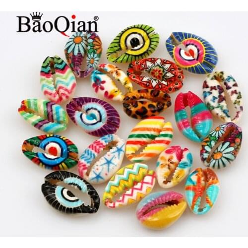20pcs/Lot Natural Shell Painted Loose Spacer Beads For Jewelry Making Diy Charm Necklace Bracelet Accessories 10-20mm