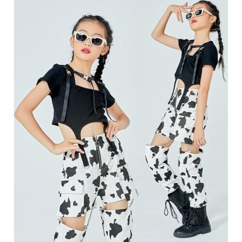 Children Jazz Modern Dance Costumes Short Sleeved Hiphop Pants Rave Clothes Ballroom Hip Hop Clothes Street Dancewear DQS6871