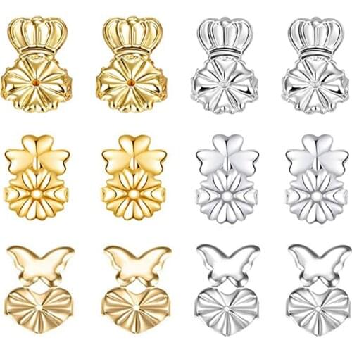 15 Styles Heart Love Ear Earring Lifters Earring Lifts Backs Adjustable Hypoallergenic Earring Nuts Ear Lobe Support