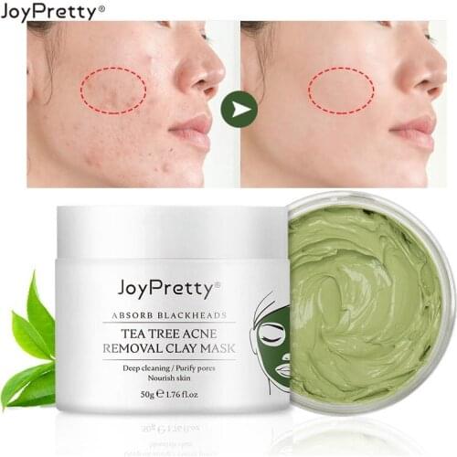 JoyPretty Tea Tree Acne Removal Clay Mask Anti-Acne Treatment Remove Blackhead Deep Cleaning Moisturizing Brighten Skin Care 50g