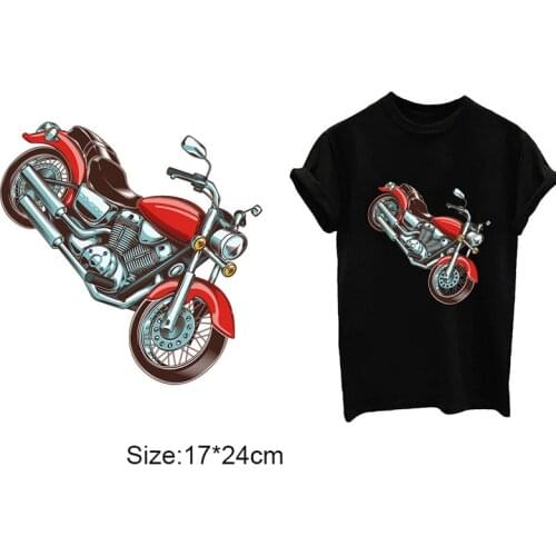 Cool Motorcycle Patches Hot Heat Transfer Cloth Printing Sticker DIY Iron On Clothing Bag Shoes Customization Logo