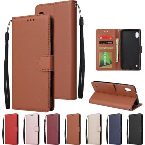 Kuulee For Samsung A10 Flip-type Leather Protective Phone Case with 3 Card Position Buckle Design Phone Cover