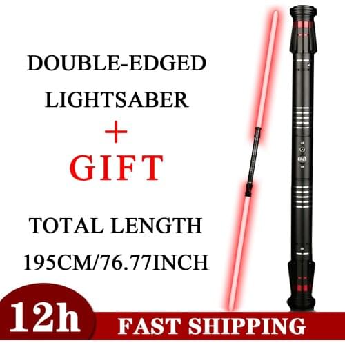 Double-edged Laser Sword Metal Handle Cosplay Lightsaber Heavy Dueling 5 sets Soundfont Red Light Saber Force FX FOC Blaster Toy