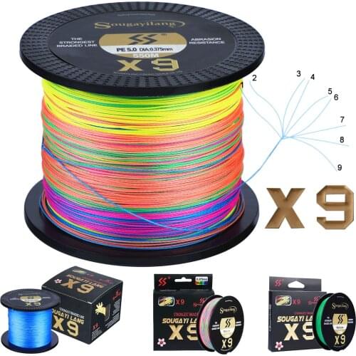 Sougayilang NEW X9 Fishing Line 150M 350M 550M PE Fishing Line 9 Strands Reverse Spiral Tech Multifilament Strong Fishing Line