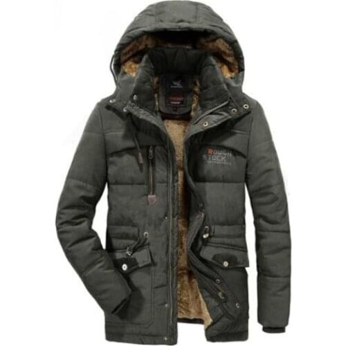 Men Winter Jacket Thick Warm Parka Fleece Fur Hooded Military Jacket Cotton Coat Snow Weather Male Windbreaker Jackets Plus Size