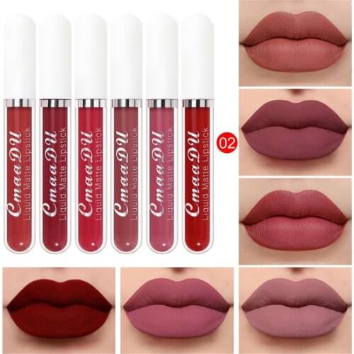 Liquid Lipstick Set 6PCS Waterproof Durable Lip Gloss For Make Up Non-stick Cup Long-lasting No-fading For Dating Party Wedding