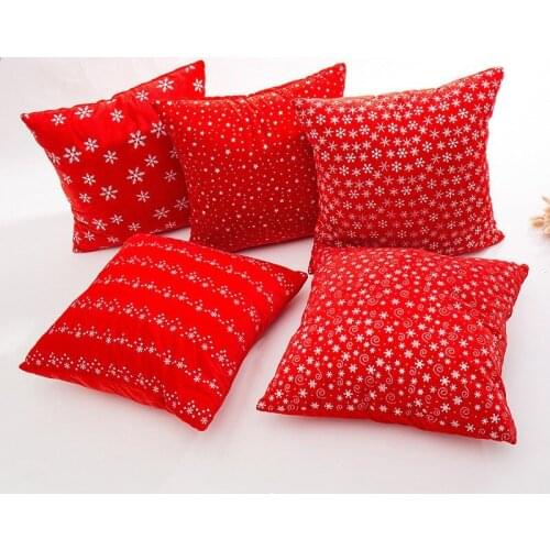 1pc Decorative Xmas Cushion Cover Red Snowflake Sofa Pillow Case Cover Seat Car Throw Pillowcase Christmas Decoration for Home