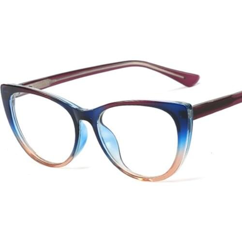 New Acetate Cat Eye Glasses Women Eyewear Clear Regular Retro TR90 Ultralight Gradient Frame Optical Spectacle Eyeglass Students