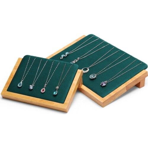 New green solid wood L-shaped necklace plate jewelry display props jewelry store counter decoration pendant display stand