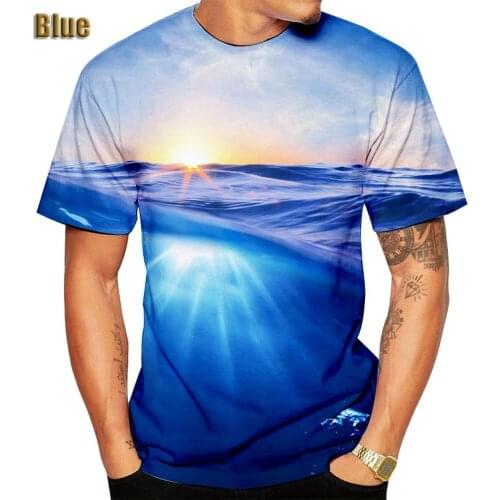 New Fashion Men/Women 3D Beautiful Ocean Printed T-shirts Casual Summer Sea Beach Active Short-sleeved Tops