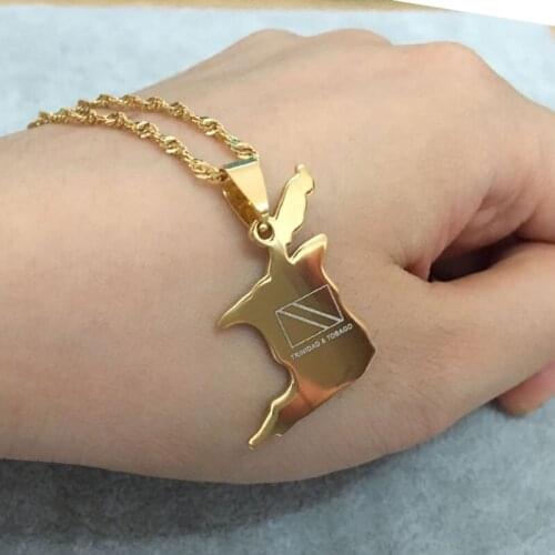 Trinidad and Tobago map Trinidad map national flag necklace , country map jewelry