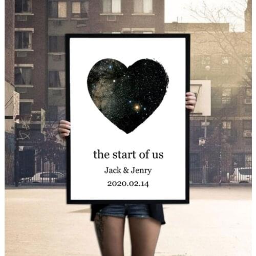 Custom Star Print Honeymoon Anniversary Gift Personalized Present for Wife for Him HD Canvas Wall Art Painting Decor for Home