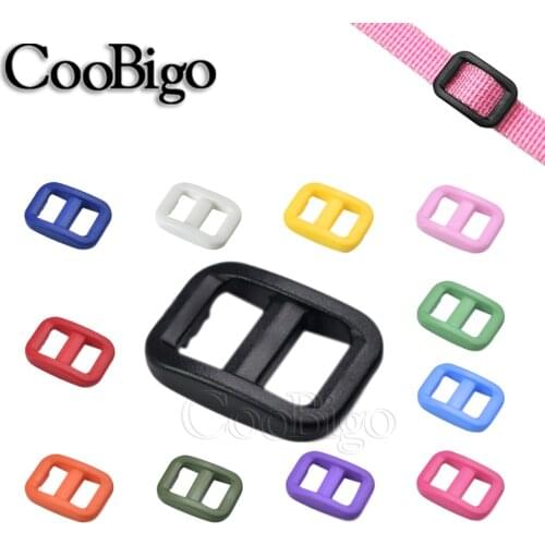 12pcs Tri-Glides Sliders Sliplock Buckle Plastic Colorful Adjustable 10mm Webbing Backpack Strap Pets Collar Bags Accessories