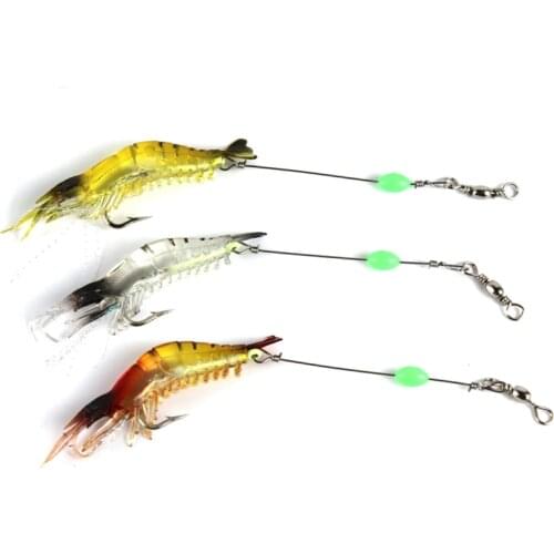 3pcs/lot Shrimp Soft Fishing Lure 9cm 6g Artificial Bait With Luminous Bead Swivels Hook Lifelike Shrimp Lure Carp Fishing YE74